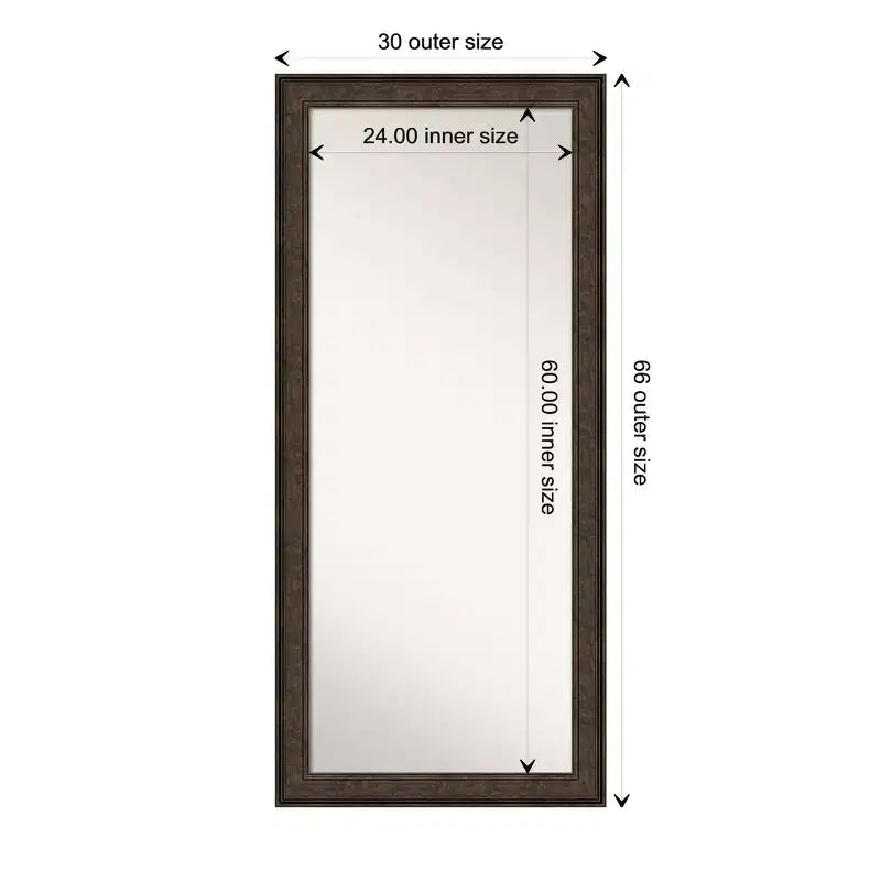 Miroir sur pied bronze pleine longueur à crête non biseautée