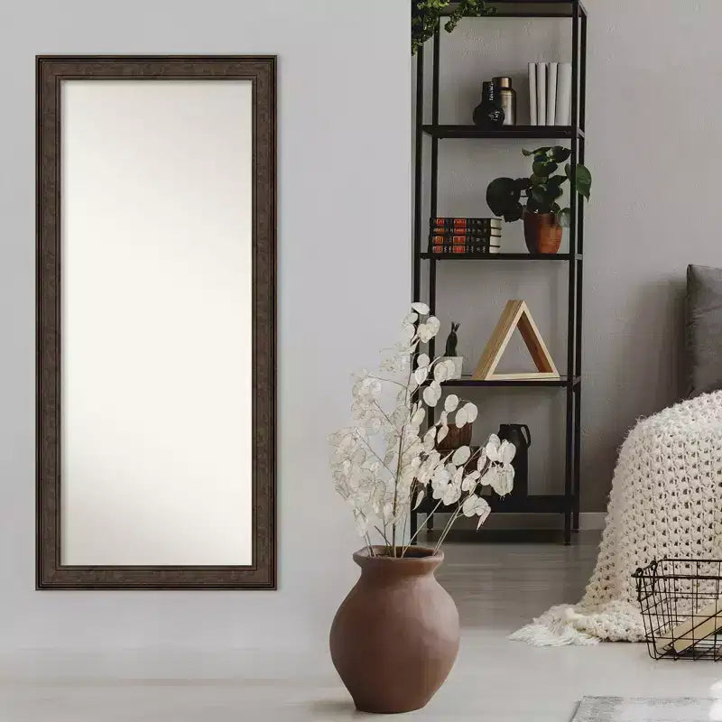 Miroir sur pied bronze pleine longueur à crête non biseautée