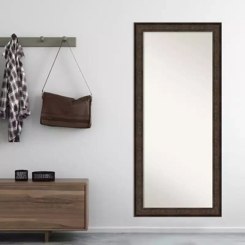 Miroir sur pied bronze pleine longueur à crête non biseautée