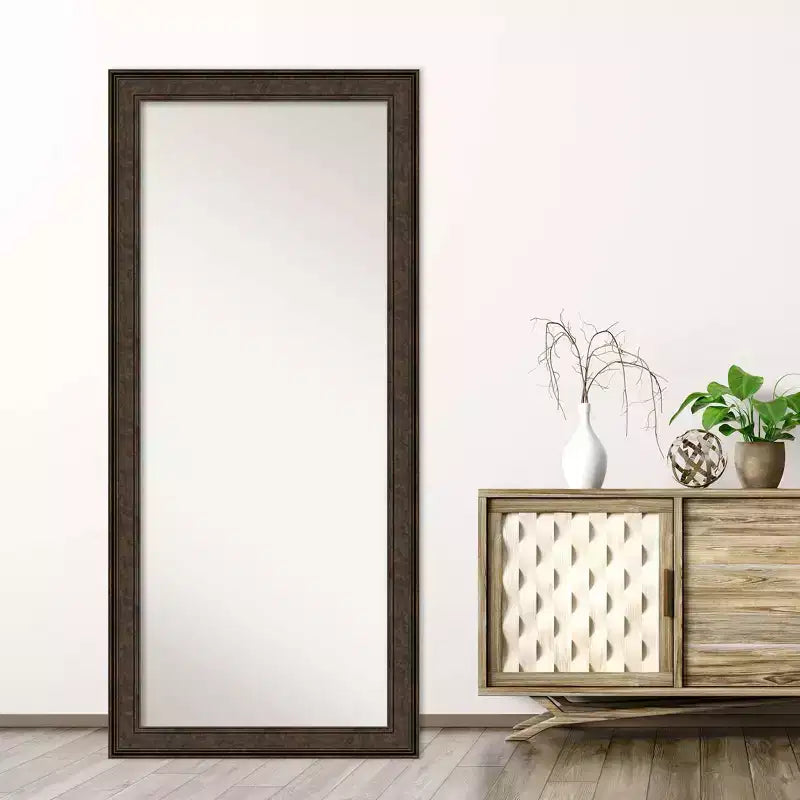 Miroir sur pied bronze pleine longueur à crête non biseautée