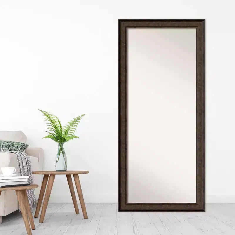 Miroir sur pied bronze pleine longueur à crête non biseautée