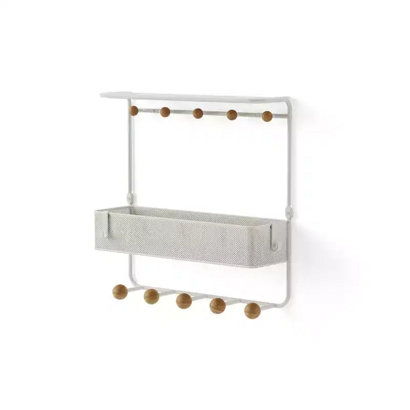 Étagère Murale Antique Avec Crochets : Étagère Décorative Flottante Blanche Rangement d'Entrée