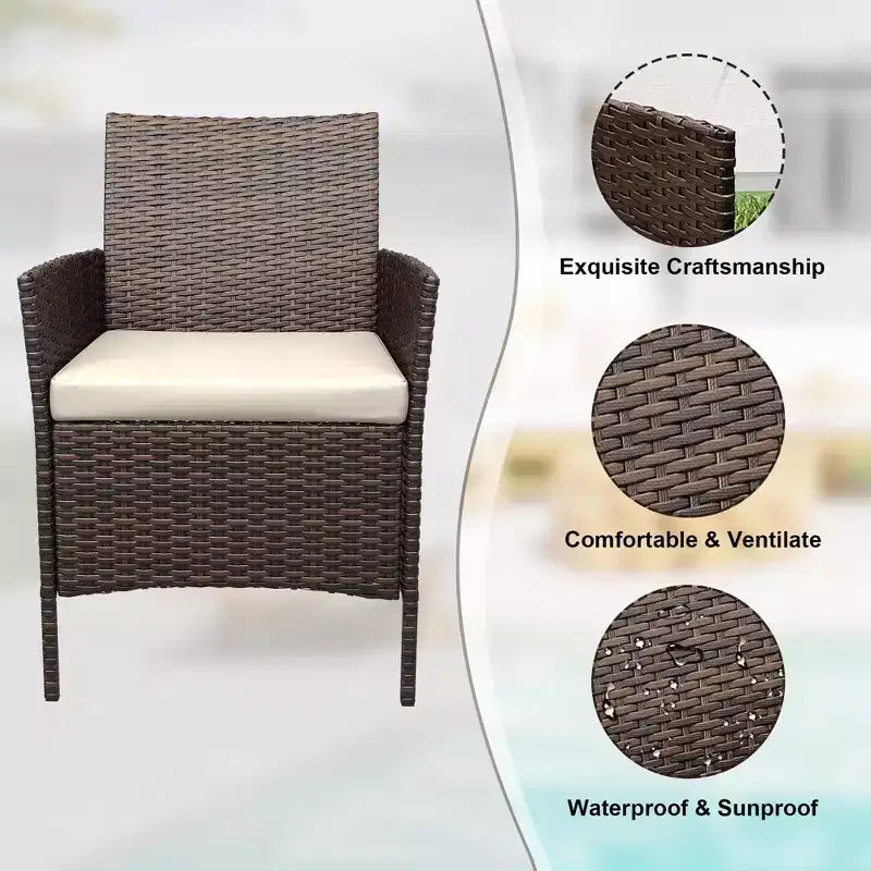 Meubles de patio en rotin PE – table basse et chaises