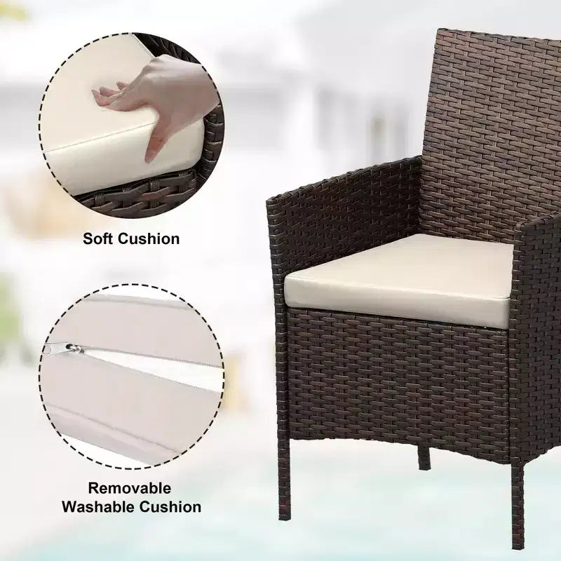 Meubles de patio en rotin PE – table basse et chaises