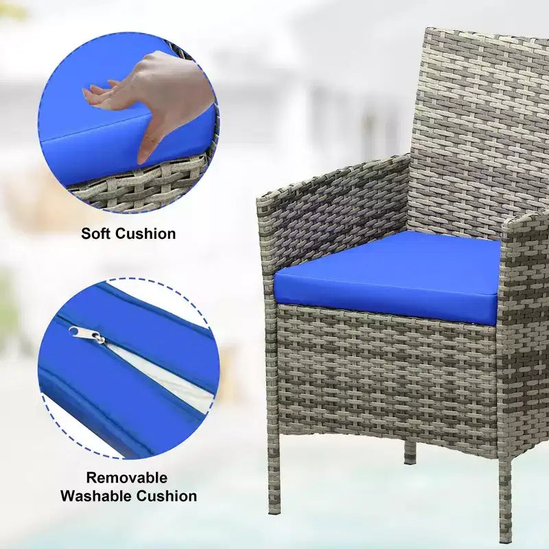 Meubles de patio en rotin PE – table basse et chaises