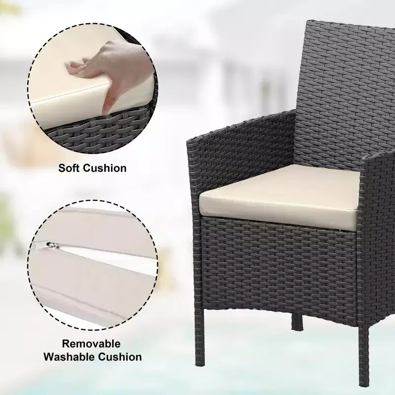 Meubles de patio en rotin PE – table basse et chaises