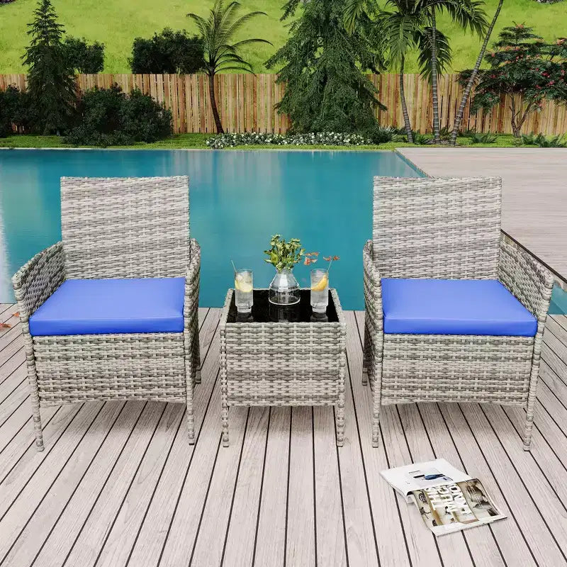 Meubles de patio en rotin PE – table basse et chaises