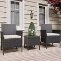 Patio Furniture Set, Outdoor Patio Conversation Sets, PE Rattan Wicker Furniture Sets with 2 Chairs, Soft Cushion and 1 Coffee Table, Bistro Set of 3