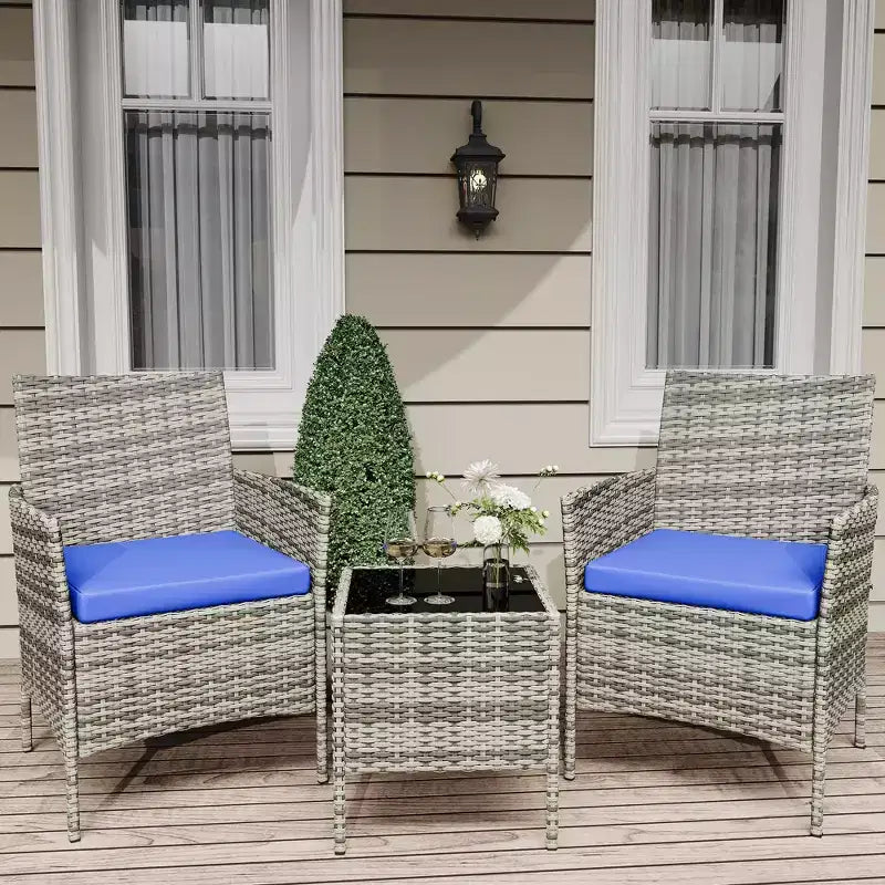 Meubles de patio en rotin PE – table basse et chaises
