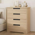 4 Drawer Dresser for Bedroom, Natural Chest of Drawers with Embedded Handles Design, Wooden Dresser Organizer for Living Room,Hallway and Entryway