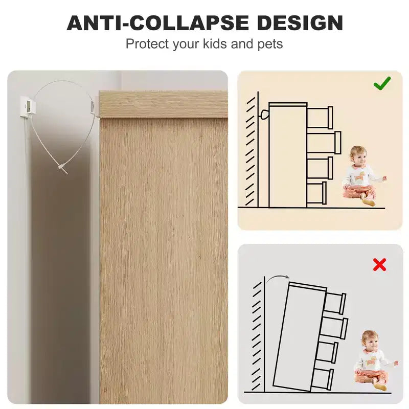 Commode à 4 tiroirs pour chambre à coucher, commode de rangement en bois naturel