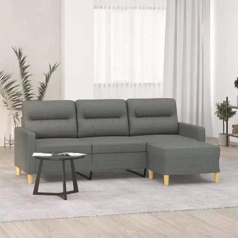 Canapé places avec pouf foncé