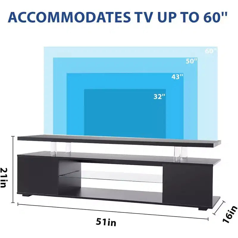 Meuble TV avec lumières LED, meuble de divertissement avec grand plateau