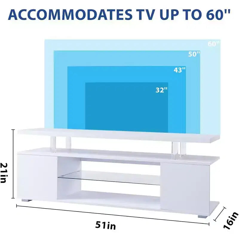 Meuble TV avec lumières LED, meuble de divertissement avec grand plateau