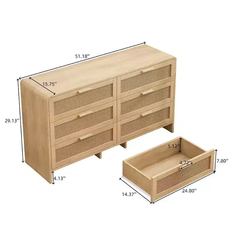 Commode de rangement en rotin, meuble d'angle en bois au design moderne et arrondi