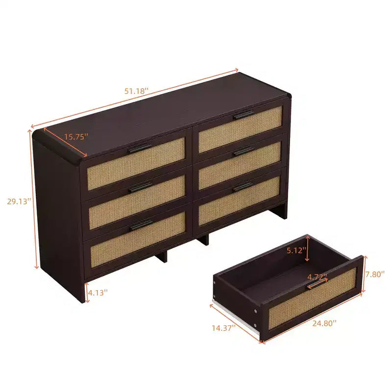 Commode de rangement en rotin, meuble d'angle en bois au design moderne et arrondi
