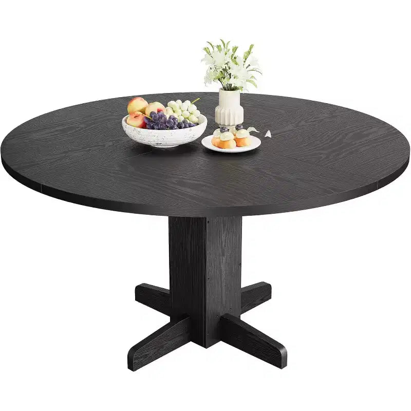Acekool 47 Round Dining Table, Farmhouse Pedestal Table for 4-6, Dinner Table for Living Room