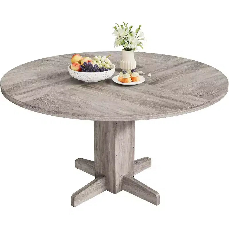 Table à manger ronde, Table à pied central de style fermier