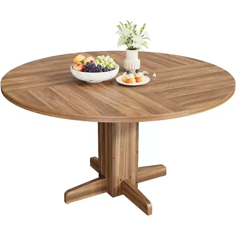 Table à manger ronde, Table à pied central de style fermier