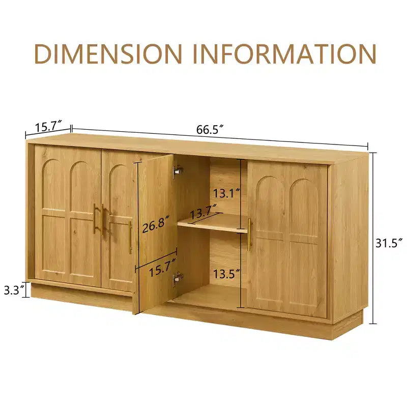 Buffet moderne avec 4 portes et 2 étagères réglables