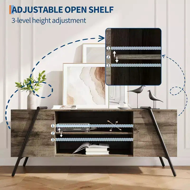 Meuble TV console média moderne avec étagère réglable