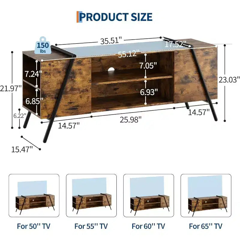 Meuble TV console média moderne avec étagère réglable