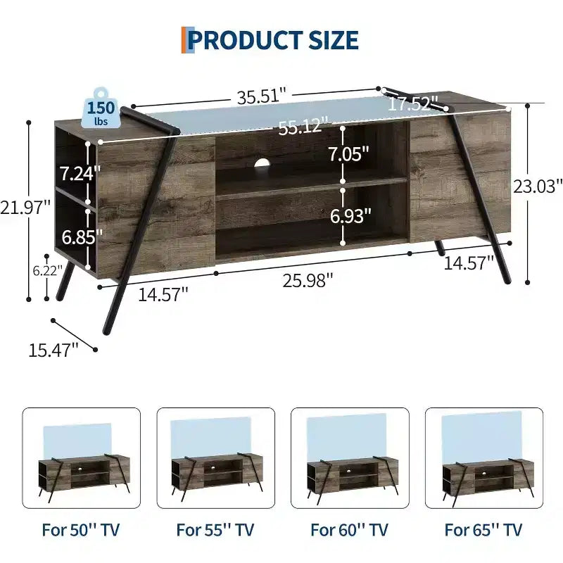 Meuble TV console média moderne avec étagère réglable