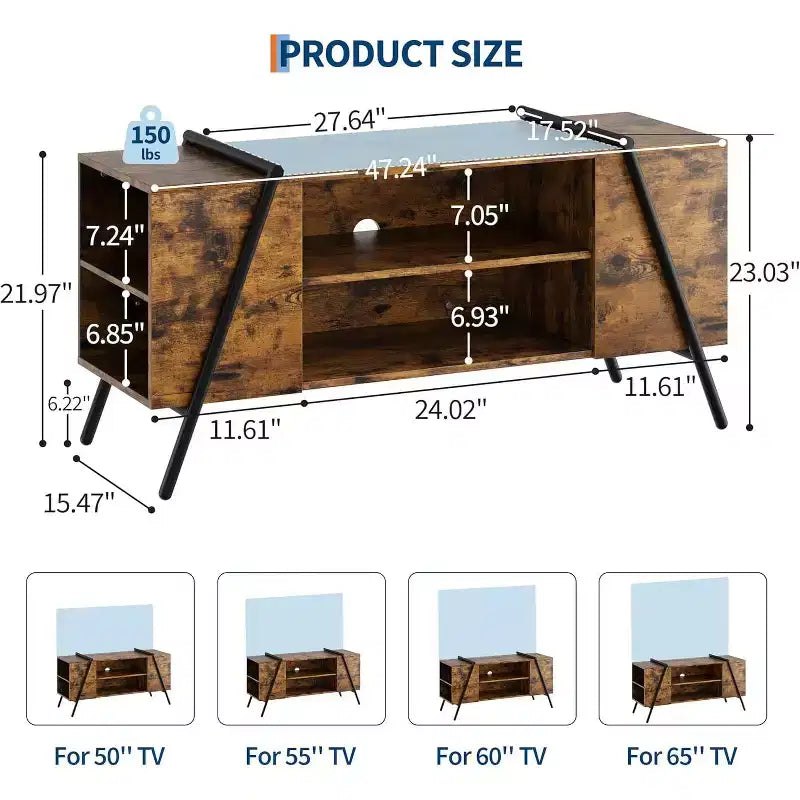 Meuble TV console média moderne avec étagère réglable