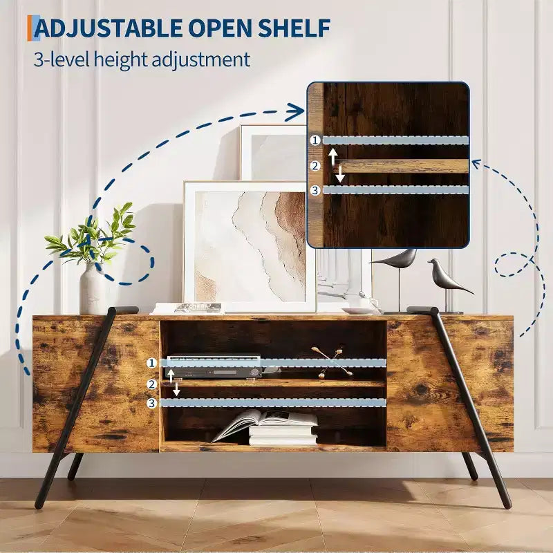 Meuble TV console média moderne avec étagère réglable