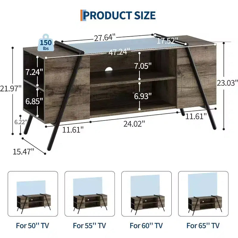 Meuble TV console média moderne avec étagère réglable