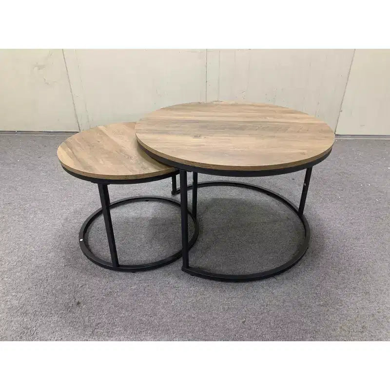 Tables basses gigognes, dessus rond motif marbre