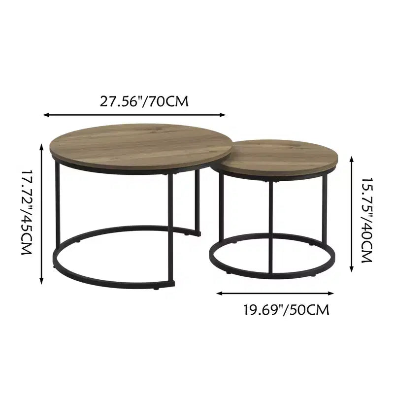 Tables basses gigognes, dessus rond motif marbre