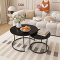 Tables basses gigognes, dessus rond motif marbre
