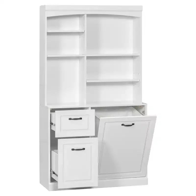 CASAINC Bathroom Storage Cabinet with Tilt-Out Hamper, 70.9 Tall Organizer, Drawers & Adjustable Shelves