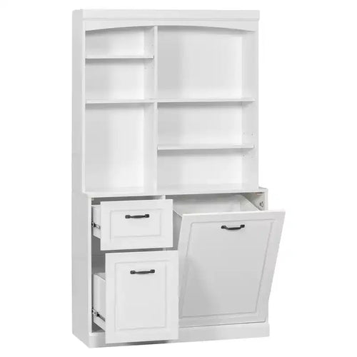 CASAINC Bathroom Storage Cabinet with Tilt-Out Hamper, 70.9 Tall Organizer, Drawers & Adjustable Shelves