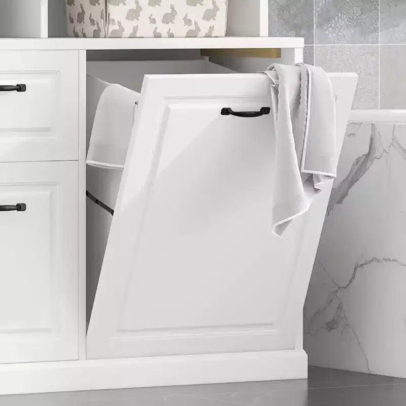 Meuble de rangement de salle de bain avec panier à linge basculant, Organiseur haut