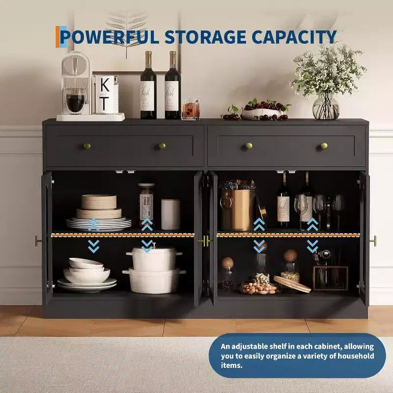 Bahut, Buffet moderne en bois, Meuble TV, Armoire de rangement de cuisine