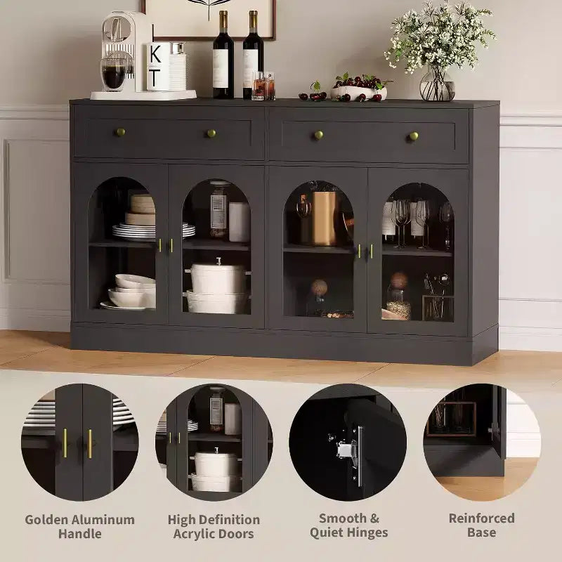 Bahut, Buffet moderne en bois, Meuble TV, Armoire de rangement de cuisine