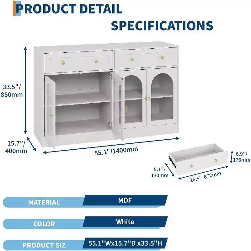Bahut, Buffet moderne en bois, Meuble TV, Armoire de rangement de cuisine