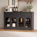 55Inch Buffet Cabinet,Modern Wood Sideboard with Drawers & 4 Transparent Acrylic Doors,TV Console Kitchen Storage Cabinet for Dining Room,Living Room