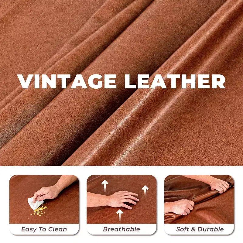 Canapé vintage haut de gamme en cuir huilé marron, style Mid-Century Modern