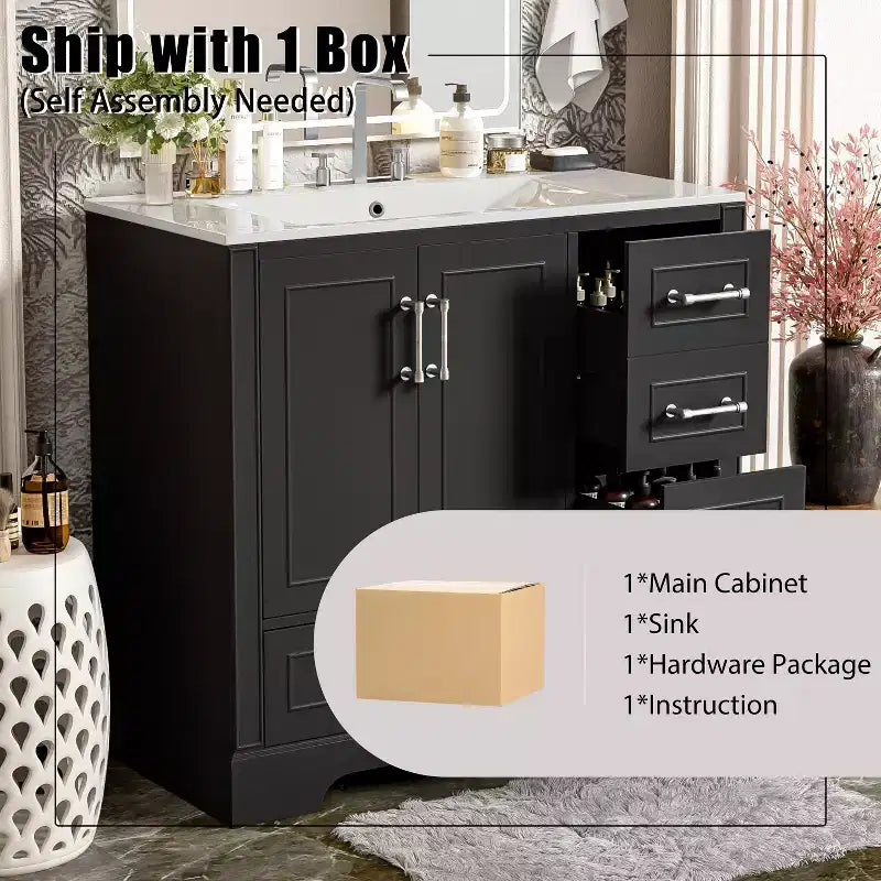 Meuble de salle de bain avec lavabo et rangement, Armoire de rangement de salle de bain