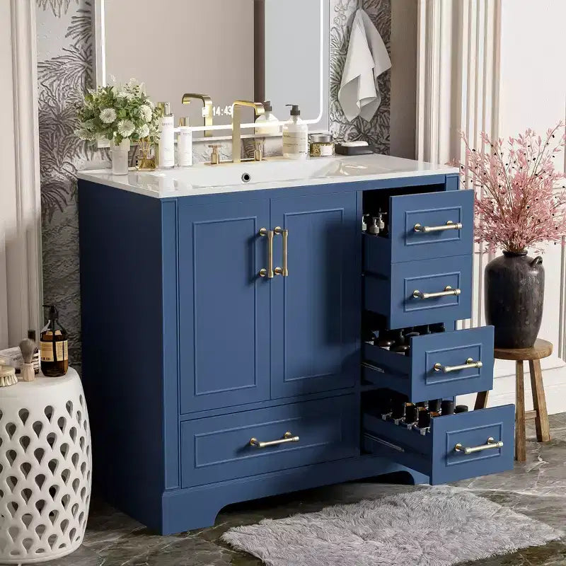 Meuble de salle de bain avec lavabo et rangement, Armoire de rangement de salle de bain
