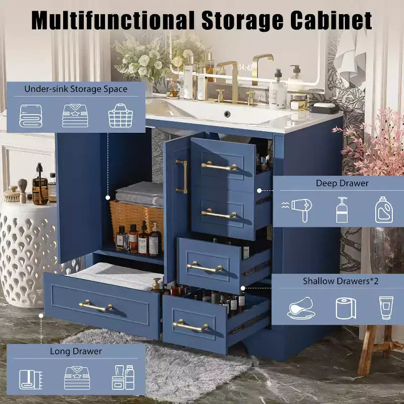 Meuble de salle de bain avec lavabo et rangement, Armoire de rangement de salle de bain