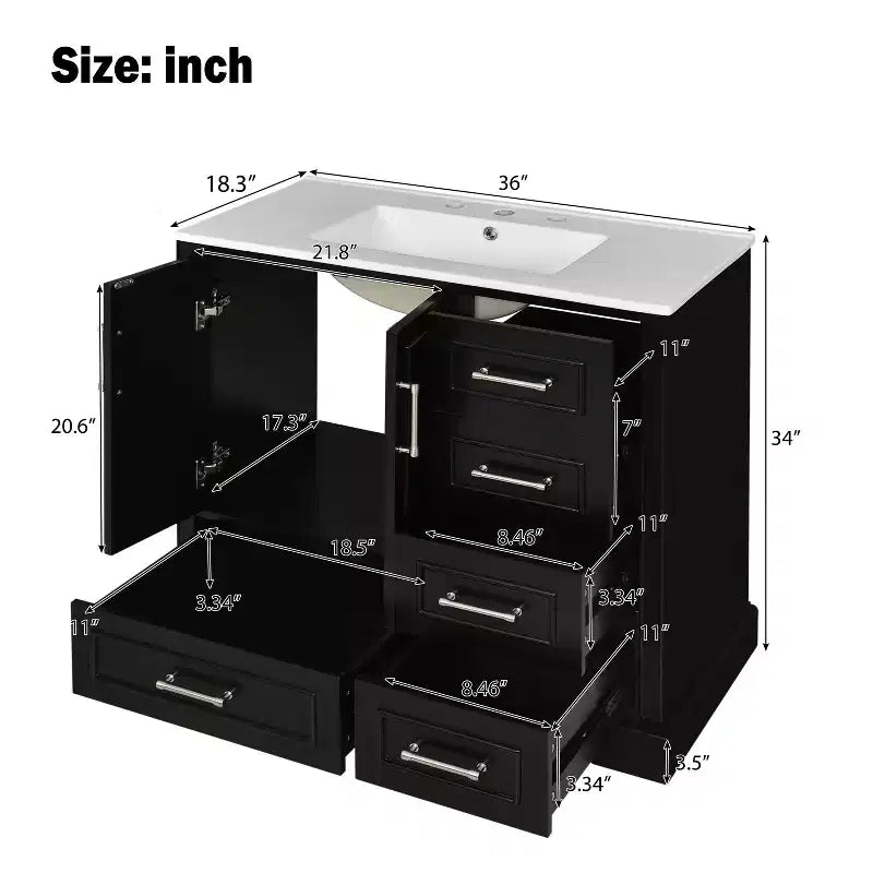 Meuble de salle de bain avec lavabo et rangement, Armoire de rangement de salle de bain