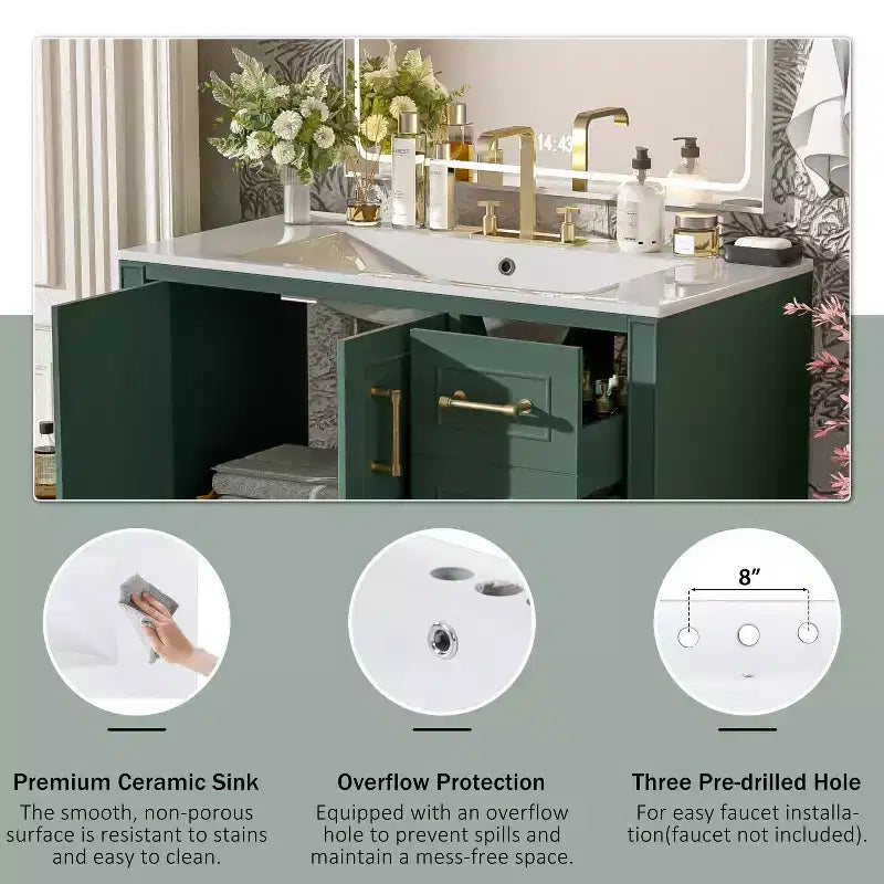 Meuble de salle de bain avec lavabo et rangement, Armoire de rangement de salle de bain