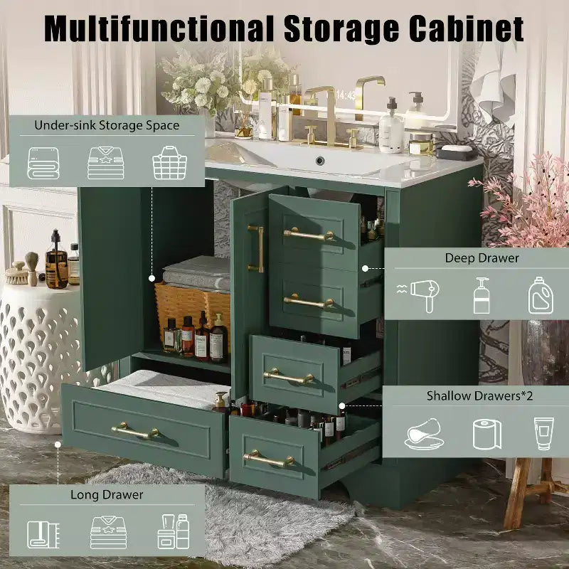 Meuble de salle de bain avec lavabo et rangement, Armoire de rangement de salle de bain