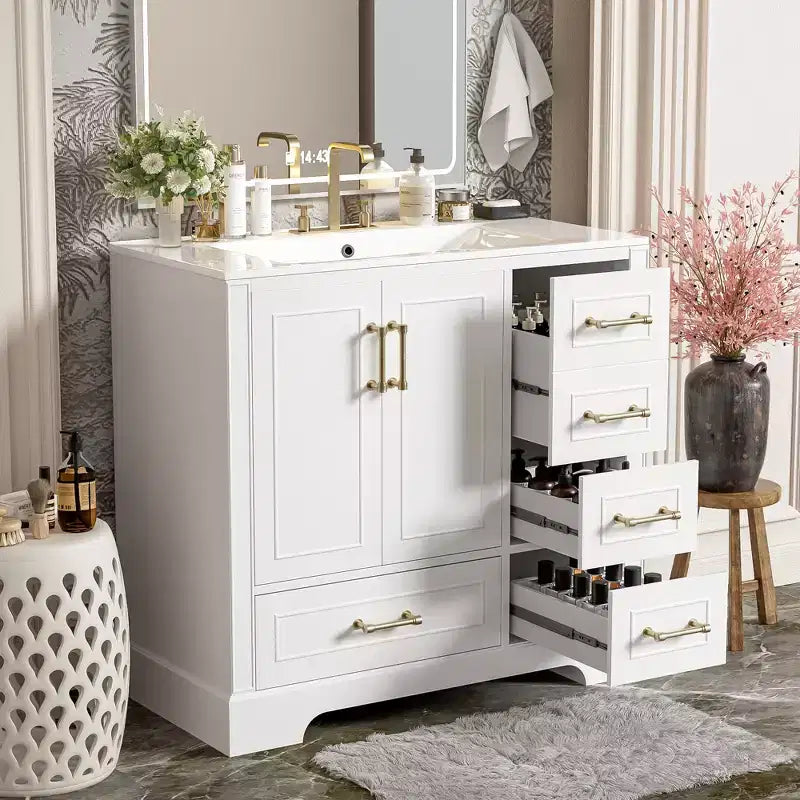 Meuble de salle de bain avec lavabo et rangement, Armoire de rangement de salle de bain