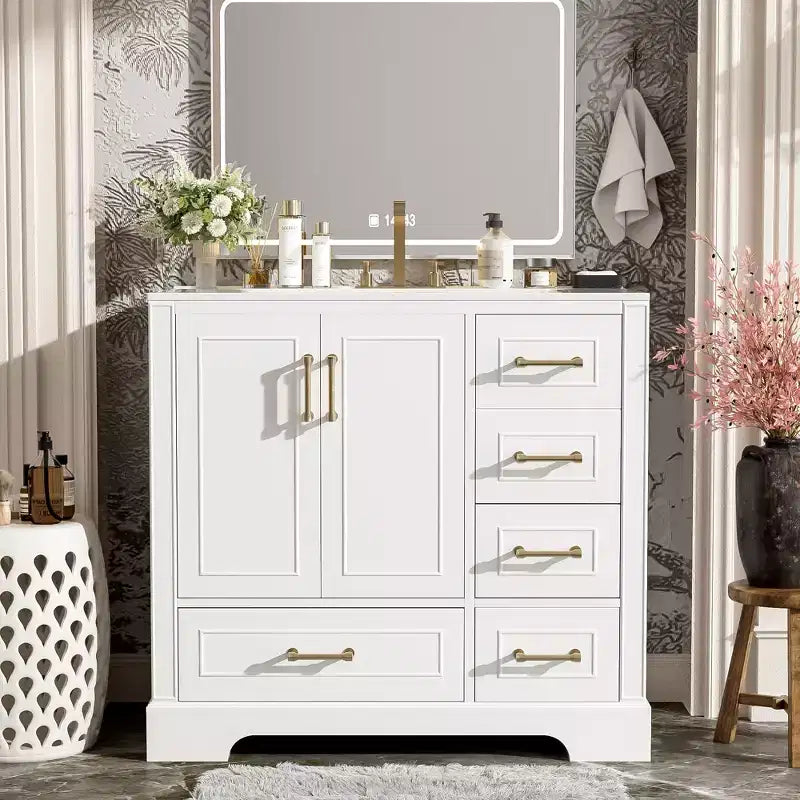 Meuble de salle de bain avec lavabo et rangement, Armoire de rangement de salle de bain