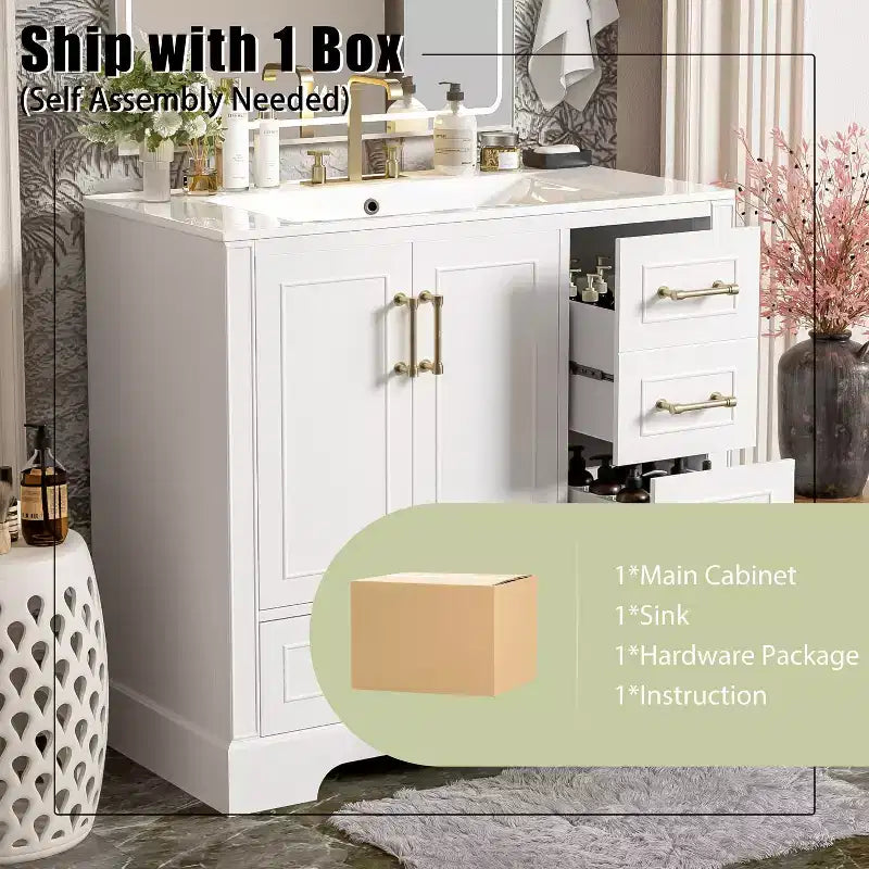 Meuble de salle de bain avec lavabo et rangement, Armoire de rangement de salle de bain
